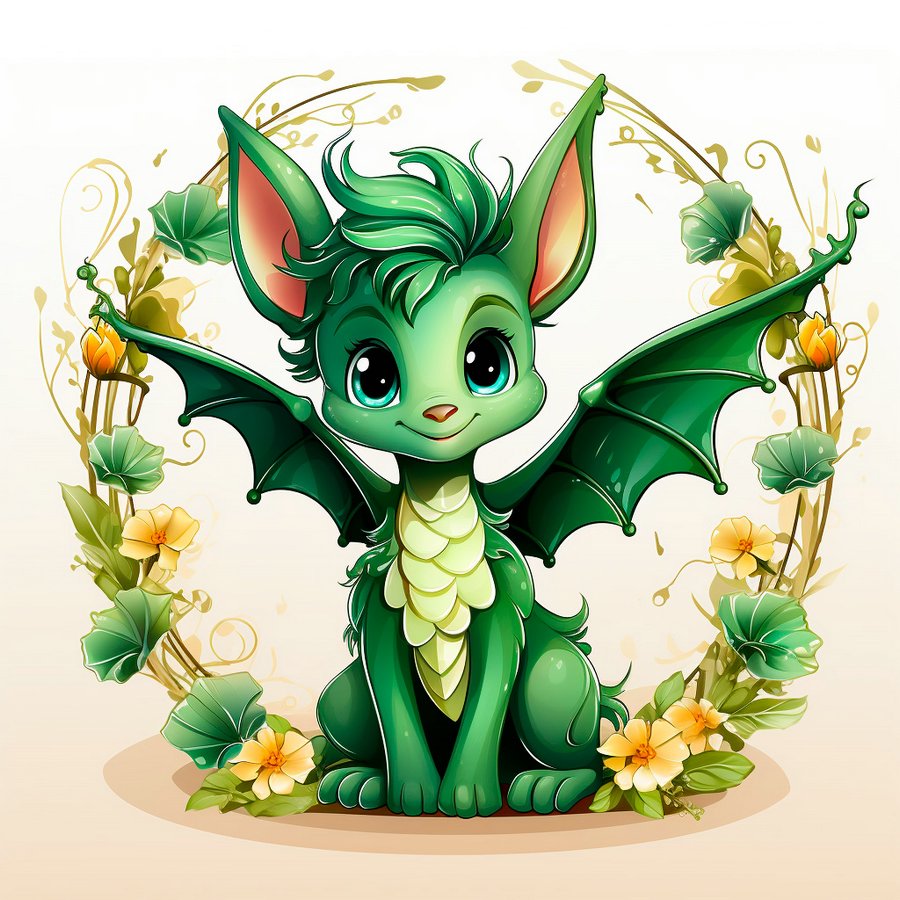 очаровательный зеленый дракончик девочка